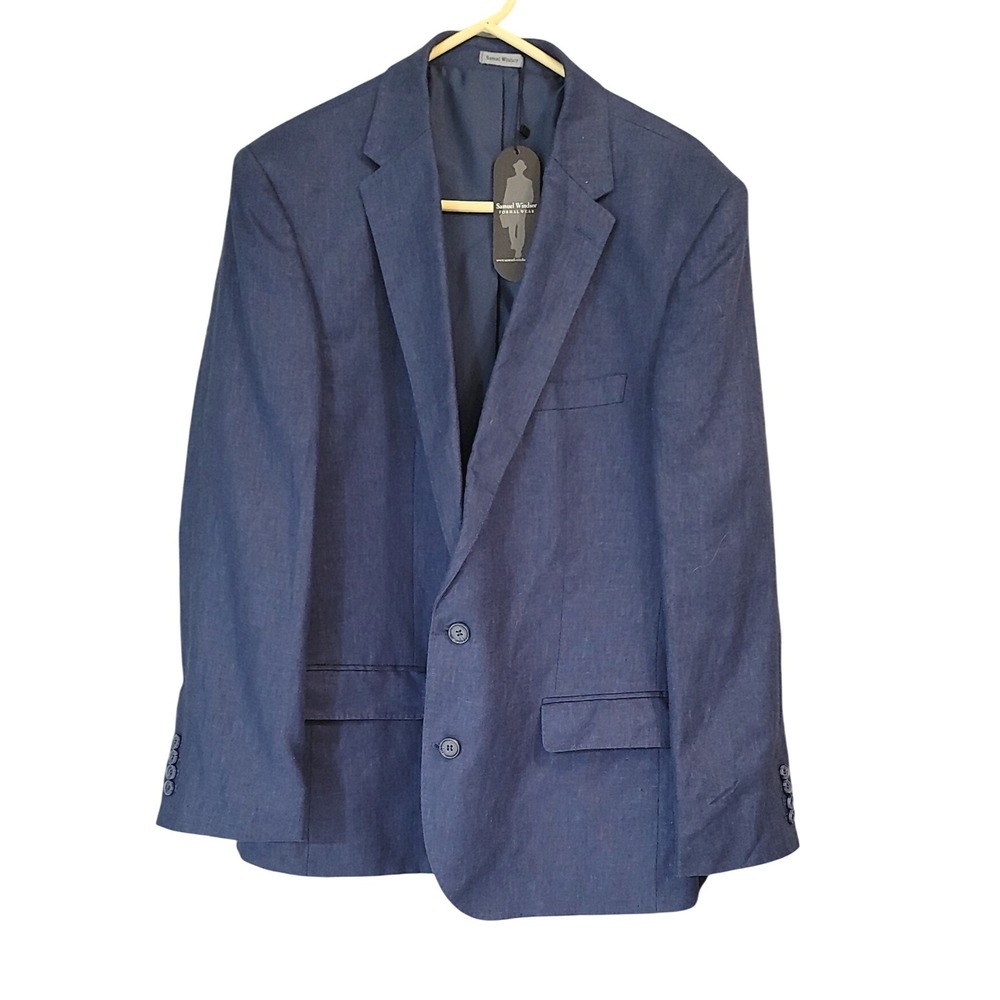 Samuel Windsor Blue Linen Suit‎ Set - Blazer 46 Chest, Pants 46 Waist
